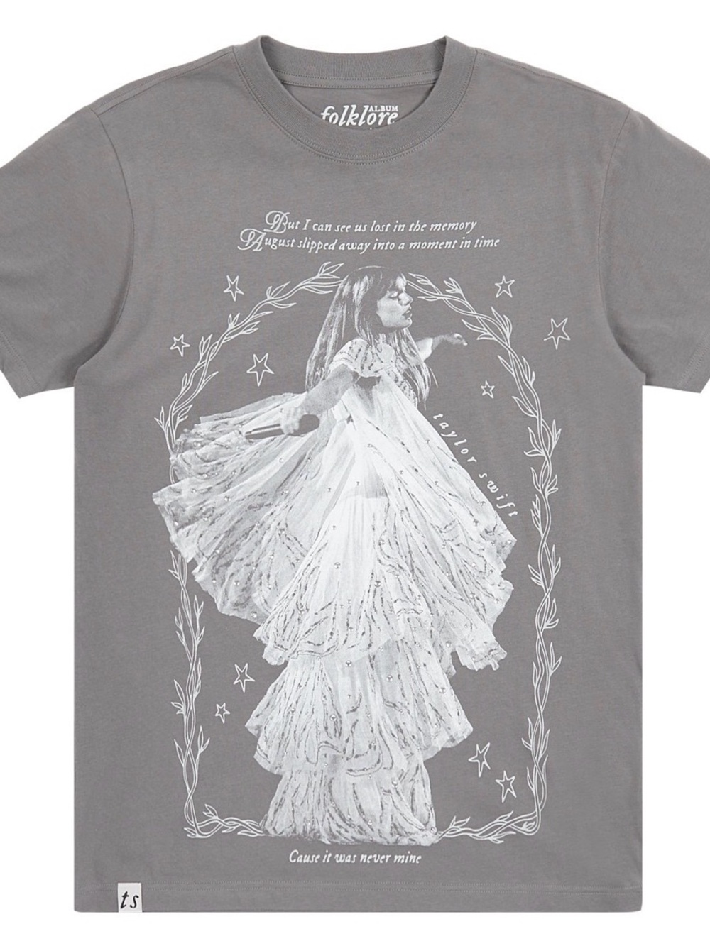 Taylor Swift folklore Moment in Time August T-shirt Rhinestone official gray